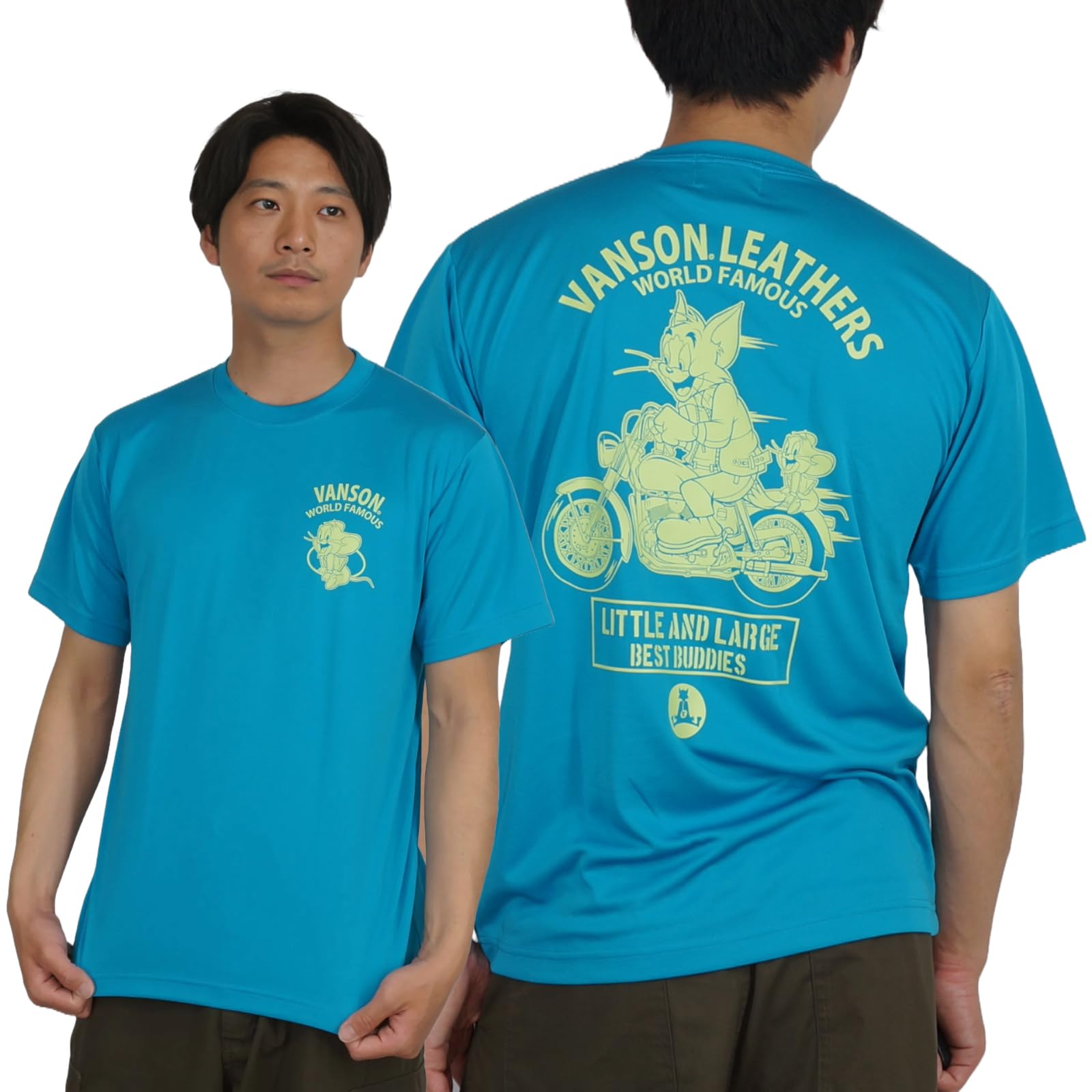 

Vanson Tom and Jerry Collaboration Biker Tom and Jerry Print Dry Short Sleeve T-Shirt Men s VANSON Tom and Jerry tjv-2521 (JP, Alphabet, L, Turquoise)