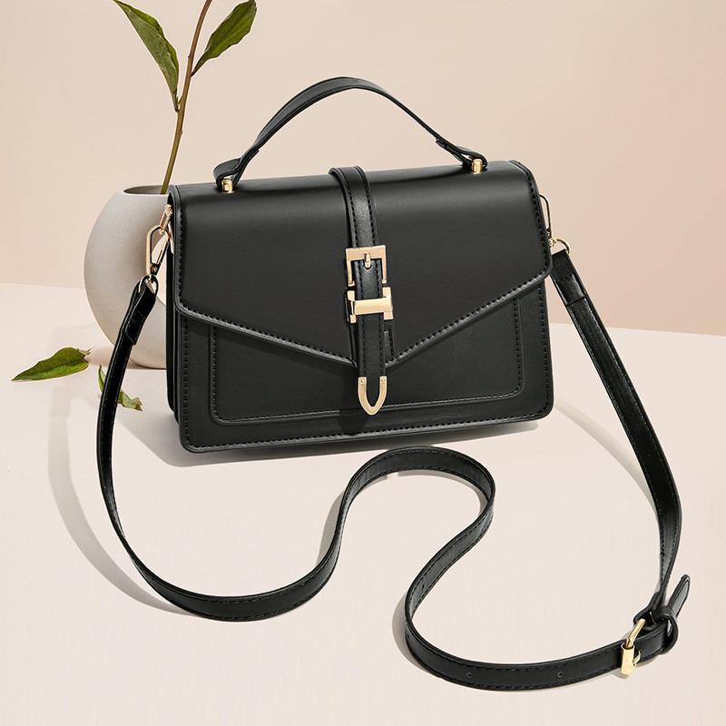 Elegant Women's Small Square Bag Multi-layer Simple Handbag Lock Commuter Bag 2023 New Shoulder Crossbody Bag