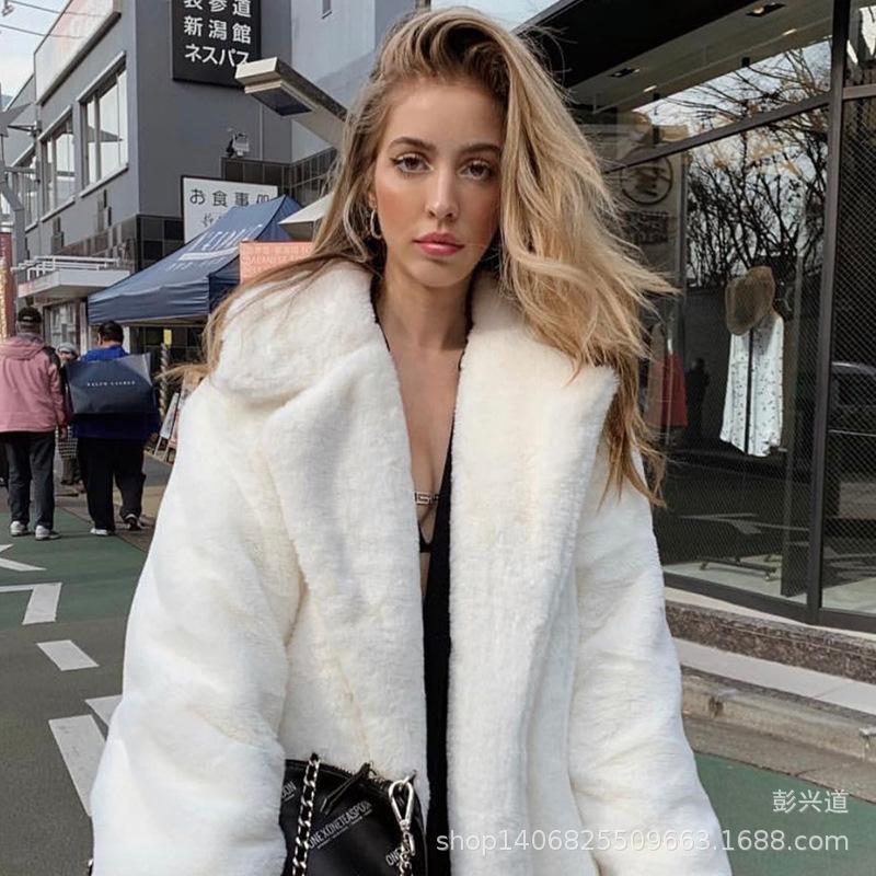 Autumn and winter new autumn and winter rabbit fur coat fur coat long thickened warm coat extended women's trench coat