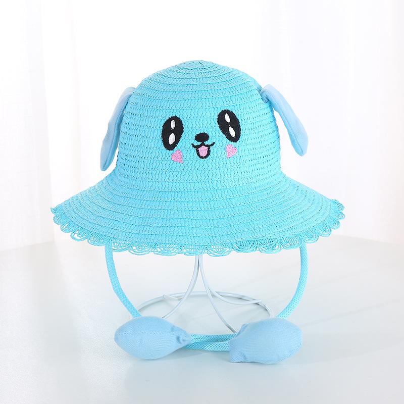 Hat with moving ears will light up Children's sunshade Straw hat Women's summer sun protection Cute rabbit hat Outdoor scenic spot
