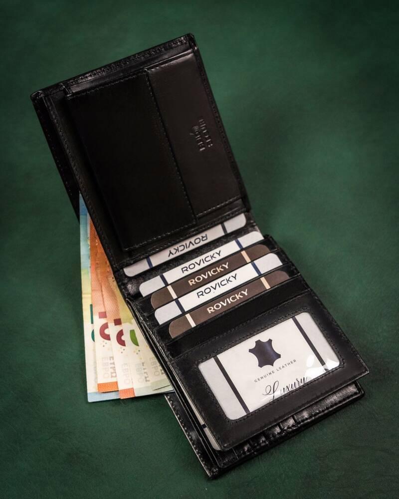 Large men's leather wallet without clasp - Rovicky