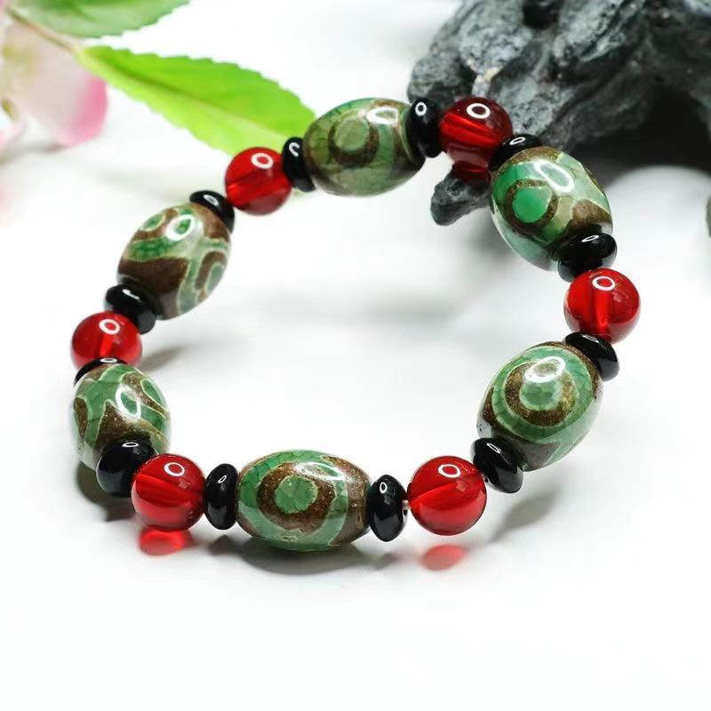 Juan Yu Schwarzer Achat & Neunäugige Dzi-Perle Armband MN3063001