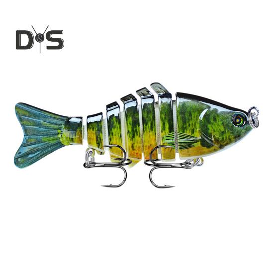 10CM/15.5G Multi-Jointed Fishing Lure with Hooks Realistic 7-Section Swimbait Plastic Artificial Bait Freshwater Saltwater Fishing Accessories