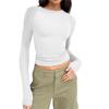 Spring & Fall New Arrival Cross-Border Fashion Round Neck Tight Casual and Comfortable Raglan Long Sleeves T-shirt Pure Color Silm Pullover Base