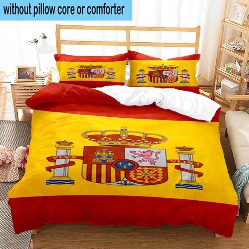 3pcs Spanish National Emblem Printed Bedding Set Duvet Cover Closure Includes 1 Duvet Cover & 2 Pillowcases Bedding Sets Home Decor Gifts