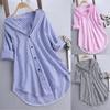 Camicia da Donna in Cotone Lino Taglia Forte 4XL Manica Lunga Colletto Classico Blusa Donna Stile Spiaggia Abbigliamento Autunnale Top Chic