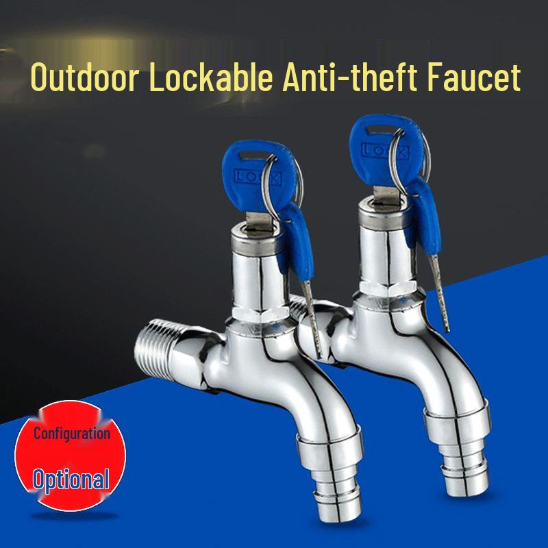 Lockable Outdoor Anti-theft Washing Machine Faucet with Key for Rental Property
