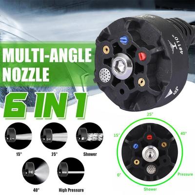 6in1 Adjustable Nozzle For 1/4 Inch High Pressure Cordless Washer Cleaner 3000PSI Spray Water Gun Parts Hose Nozzle