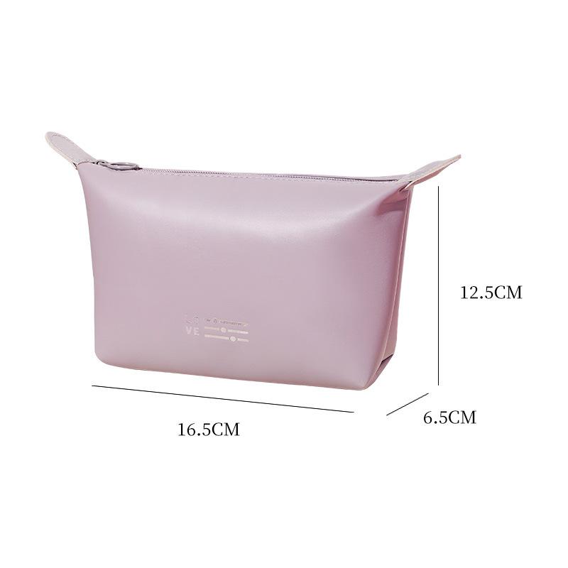 

Traveling Toiletry Makeup Organizer Large Capacity PU Leather Dumplings Cosmetic Bag Waterproof Top-handle Washing Storage Bags світло-фіолетового кольору