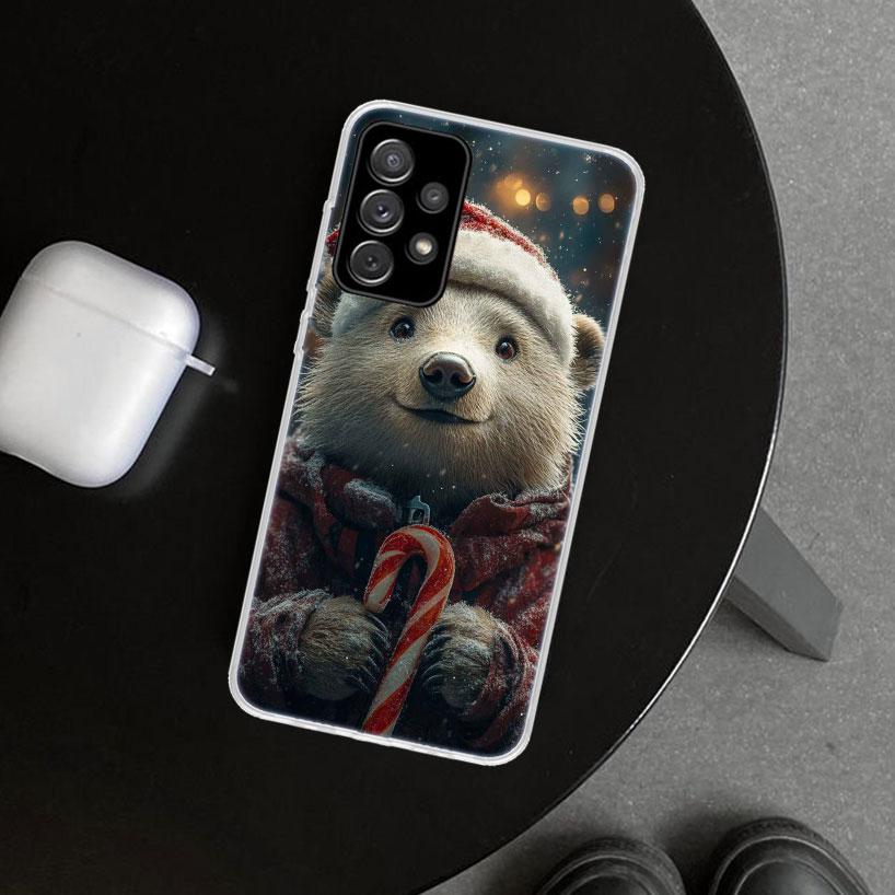 Animal Brown Cute Bear Phone Case Cover for Samsung Galaxy A12 A22 A32 A52 A72 A02S A51 A50S A31 A20S A10S Note 20 Ultra 10 Plus