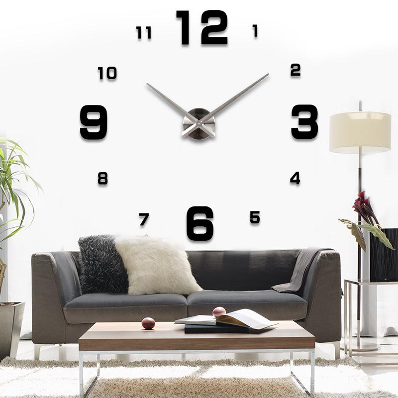 Nordic Minimalist Living Room 3D DIY Wall Clock - Large European & American Style