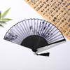 Tragbarer Handfächer Neuer Chinesischer Stil Tanzrequisiten Retro Muschelfächer Frau Männer Bambus Holz Seidenblume Faltfächer