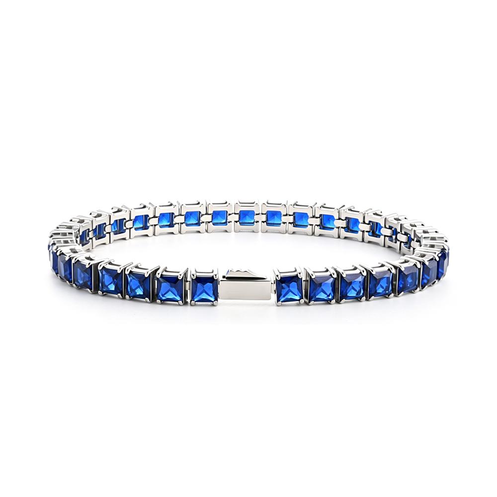 Multi-colored fashionable 4mm wide tennis chain, zircon sparkling hip-hop style exquisite jewelry bracelet for men and women