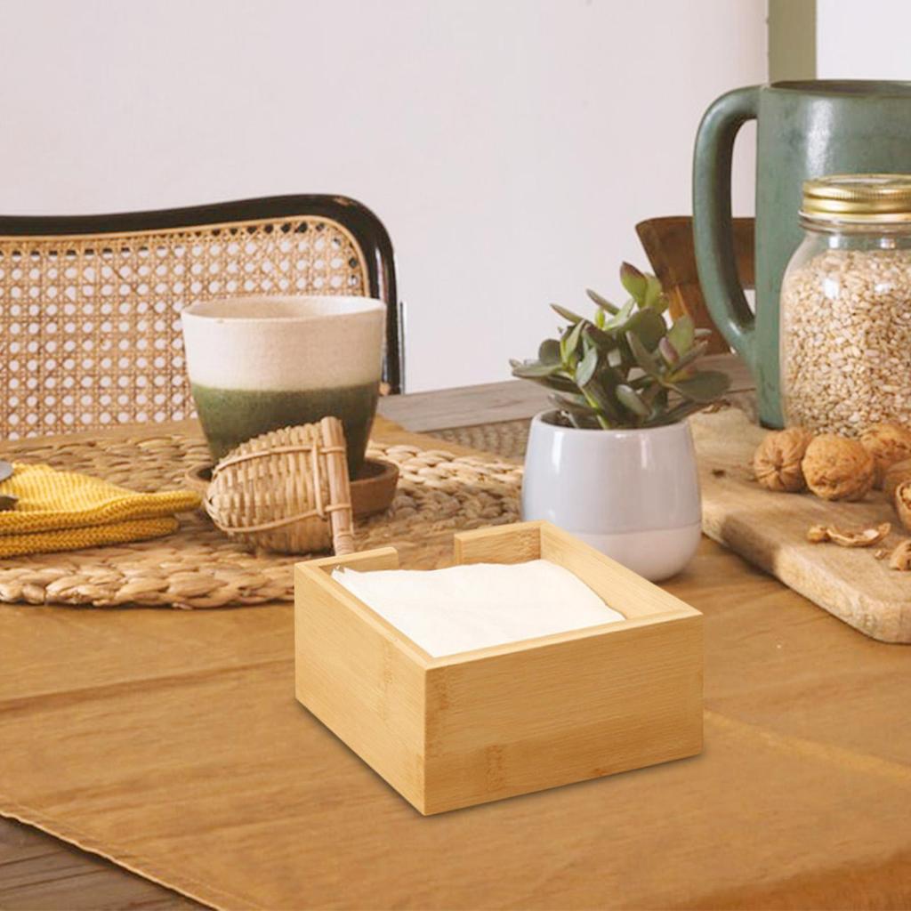 Simple Tissue Holder Napkin Dispenser Ornaments Container Bamboo Napkin Tray for Restaurant Bathroom kitchen Countertop Vanity