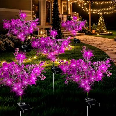 Fioletowy Phalaenopsis Solarna Lampka Ogrodowa Zewnętrzna Wbijana w Ziemię Wodoodporna do Ogrodu Trawnika Festiwalu Zewnętrzne Lampki Dekoracyjne