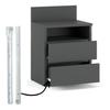 Bedside Table Gray 40cm 2 Drawers Shelf For Bedroom