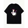 Oversized T Shirt Dress Black Duck With Pink Bow And Heart Print Honk Go Get My Money Text Graphic For Casual Wear