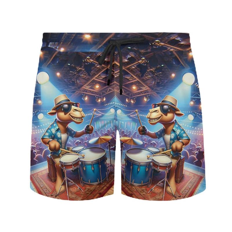 Funny Camel Pattern Hawaiian Beach Shorts Men Cool Cute 3d Printing Animal Swimming Trunks Oversized Summer Street Short Pants