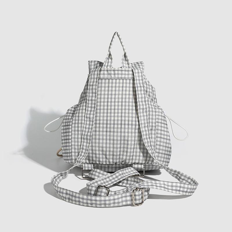 Zaino alla moda, leggero e retrò con grande capacità, borsa da scuola a scacchi casual e versatile per il pendolare