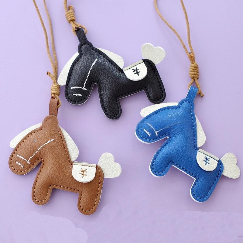 1Pcs Horse Pendant Decoration Trendy Cute Pony Pu Leather Keychain For Ladies Bag Keyring Charm Accessories