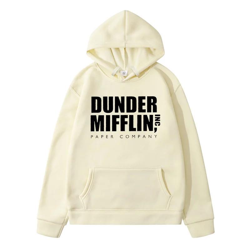 DUNDER MIFFLIN Letter Printed Men Women's Hoodie Autumn Winter Pure Cotton Fashion Casual Long Sleeve Oversized Harajuku Tops