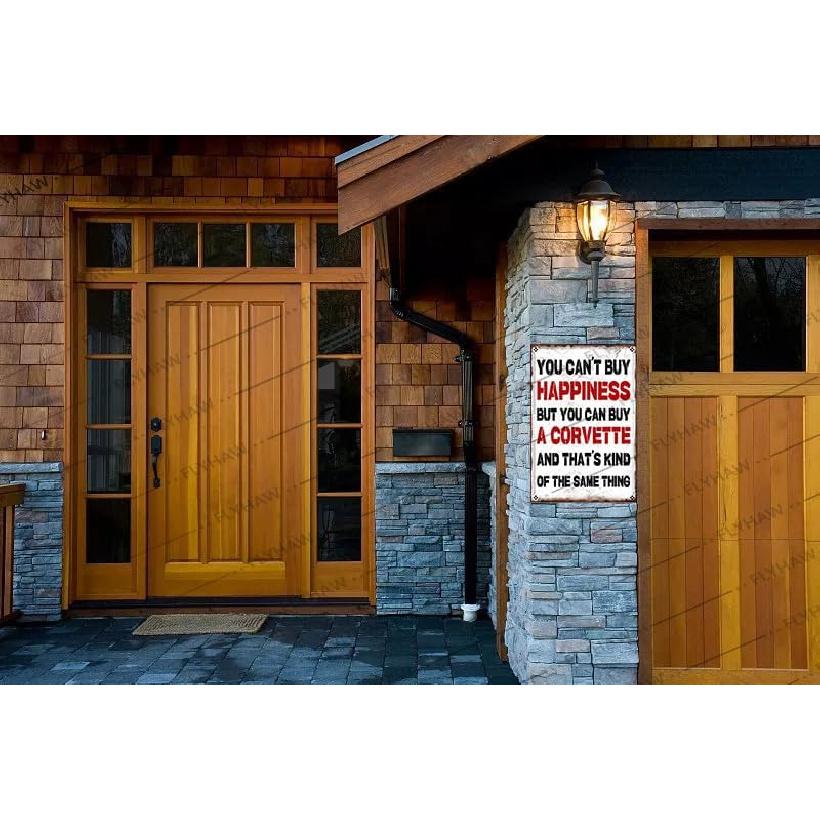 Retro Wall Decor You Can't Buy Happiness But You Can Buy a Poster Creative Aluminum Plates Printed Metal Tin Sign for Cafe Restaurant Bedroom Home