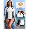 CHARMLEAKS Women Zip UV Rash Vest Long Sleeve Rashguard Shirts
