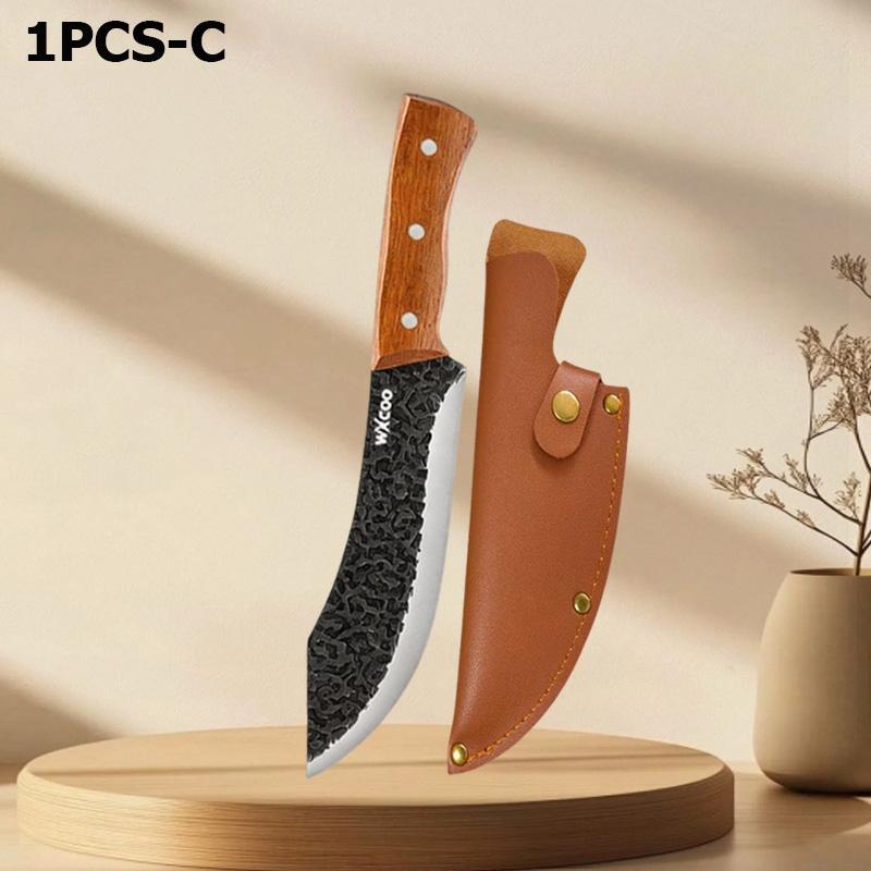 WXCOO Stainless Steel Chef Boning Knife Butcher with Sheath Hand Forged Rust Resistant Wood Handle Kitchen Fish Filleting Knife
