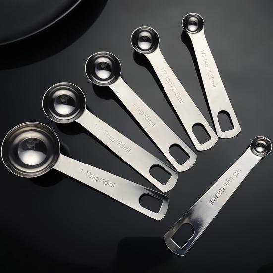 Stainless Steel Measuring Spoon Set with Scale Accurate Dosage Measuring Spoon Dishwasher Safe Kitchen Gadget for Coffee Milk Powder Spices