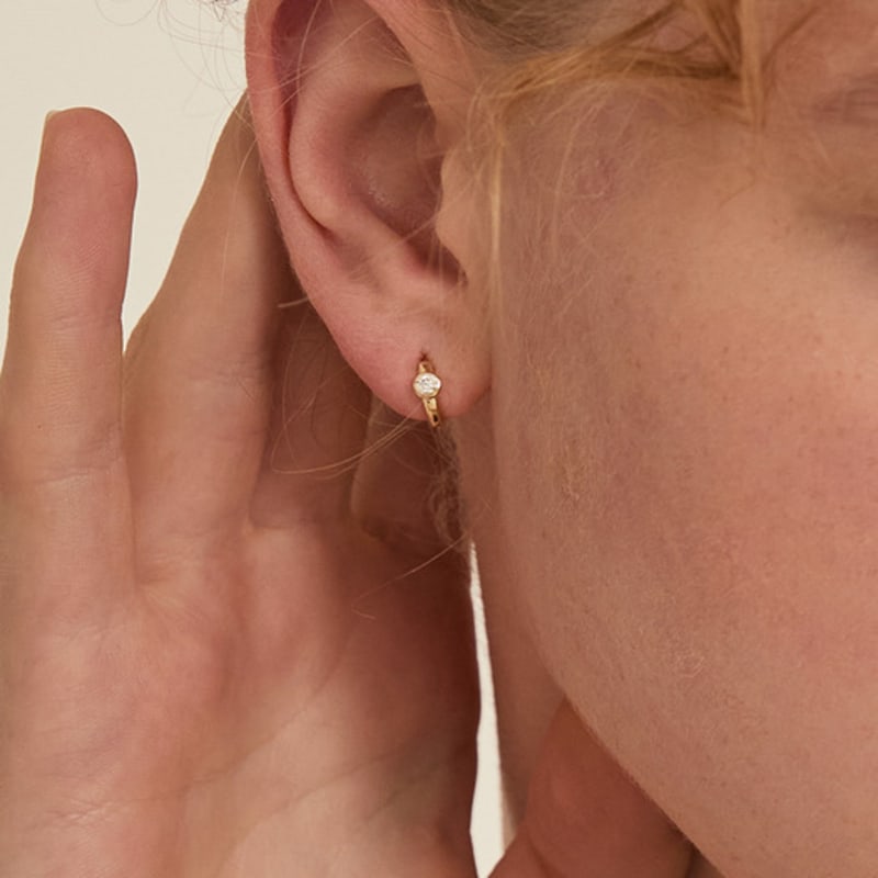 LUNNE 14k Diamond Essential Bezel One-Touch Earrings (14k Gold) #LCE10