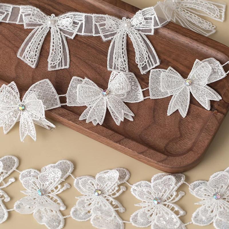 3D Butterfly Lace Trim Fabric  Sewing Accessories For Wedding Dress Clothing Diy Crafts Supplies Flower Decor Ribbon