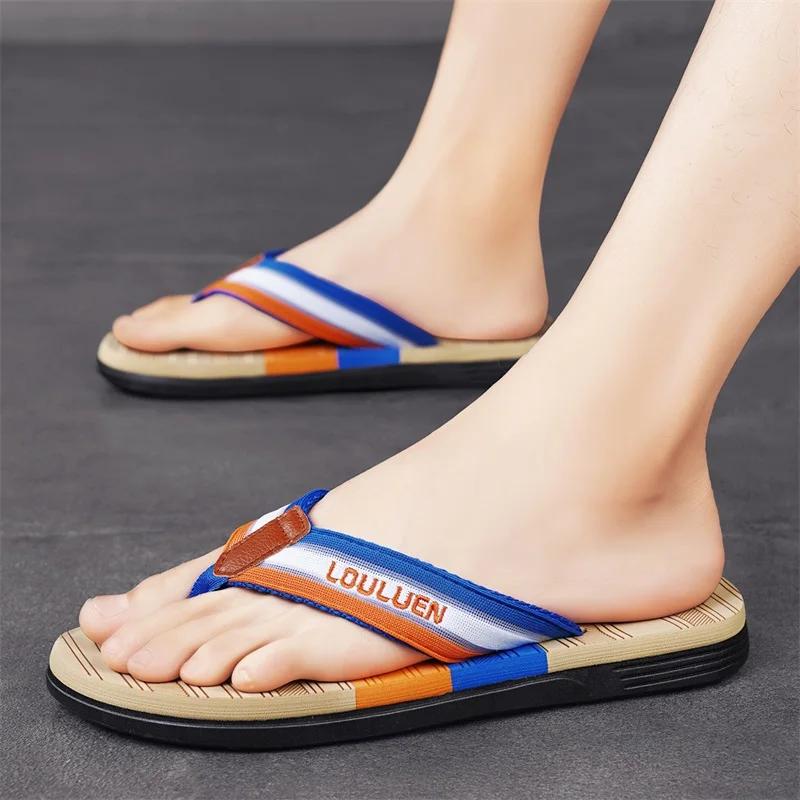 Fashion Hot Sale Flip Slops 2024 Fashion Yellow Men's Summer Slippers Non-slip Flat Flip Flops for Beach Men Slides Chanclas Para Hombre