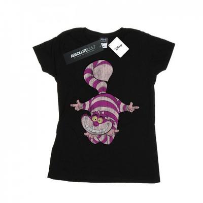 Camiseta de Algodão Feminina/Senhora Alice no País das Maravilhas Gato de Cheshire de Ponta Cabeça