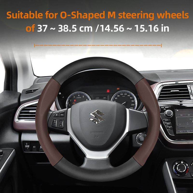 Suitable for SUZUKI Perforated Leather Matte Carbon Fiber Texture Steering Wheel Cover Wagon R Swift Ertiga Brezza Baleno Fronx