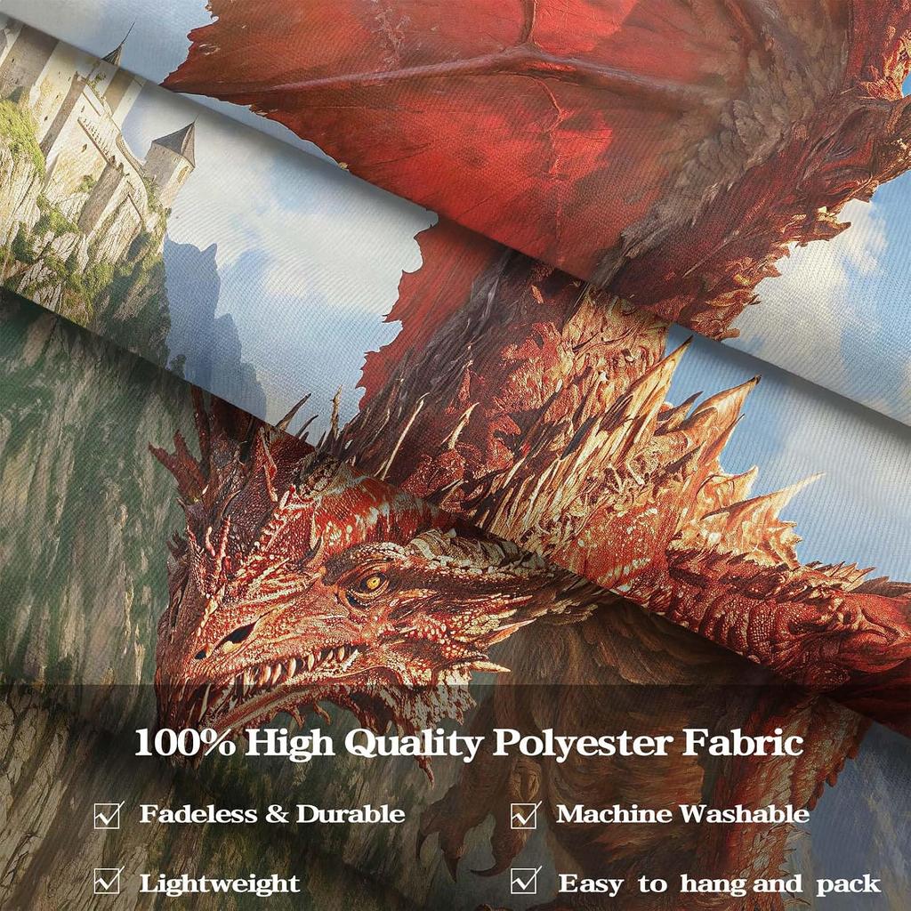 Gruaoihy Fantasy Dragon Knight Medieval Tapestry Game Wall Art 60x80in