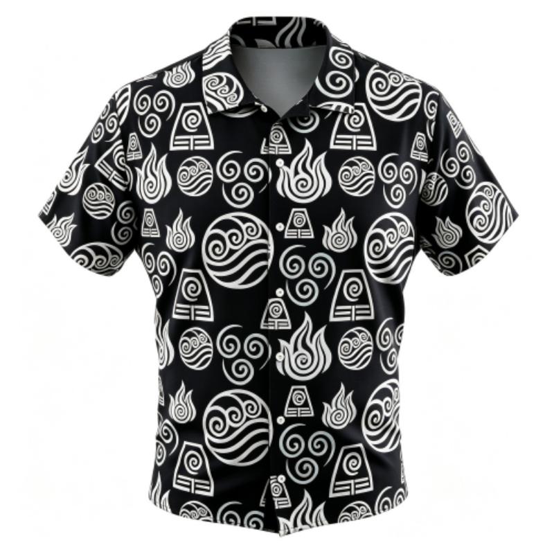 Mysterious Ancient Symbols Pattern Printing Shirt Hawaiian Beach Vacation Clothing Men's Street Style Shirt Daily Men's and Women's Shirt