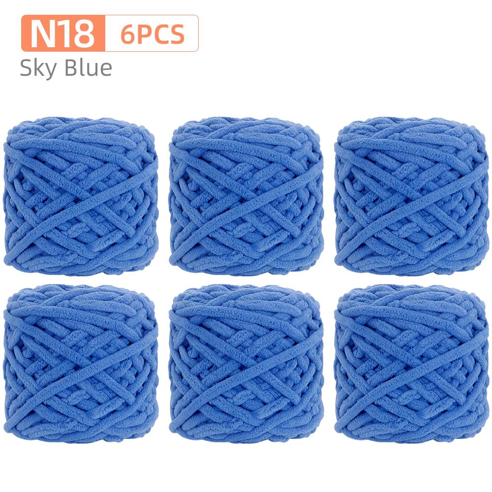 6Rolls DIY Soft Warm Snuggly Chenille Yarn, Velvet Iceland Puffy Yarn, Perfect for Knitting Crochet Sweater, Hat, Scarf, Blanket