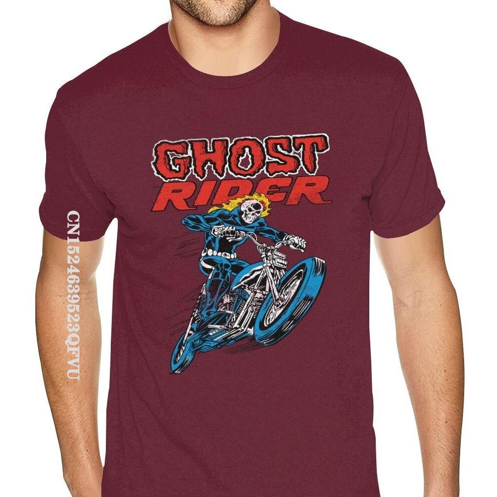 Lovely Ghost Rider Tee Shirts Men's Top Quality Gothic Style Anime Tshirt Pure Cotton Crew T-Shirts Punk Style