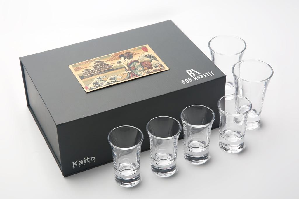 BA BON APPETIT Shot Glass Set (4 X 35ml and 2 X 70ml) - Perfect for Cocktails, Whiskey, and Chilled Drinks. Thick-Bottomed and High-Quality Box.