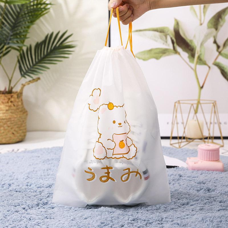 1pc Bear Travel Storage Bag Draw Rope Tie Mouth Bag Portable Clothing Underwear Dust Bag Cartoon Shoes Waterproof Packing