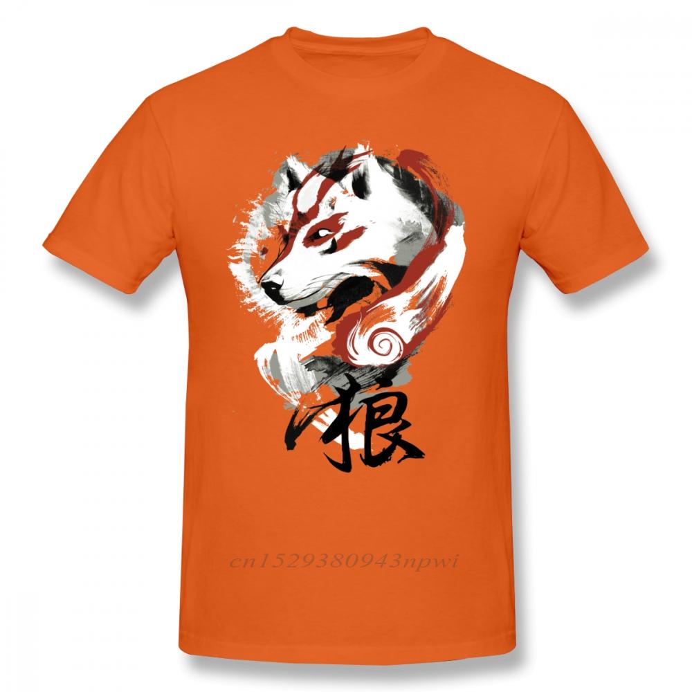 Okami T Shirt Wolf TShirt Graphic Tee Shirt Awesome 100 Cotton Short Sleeve Male Classic Tshirt Guys Punk Designer Streetwear