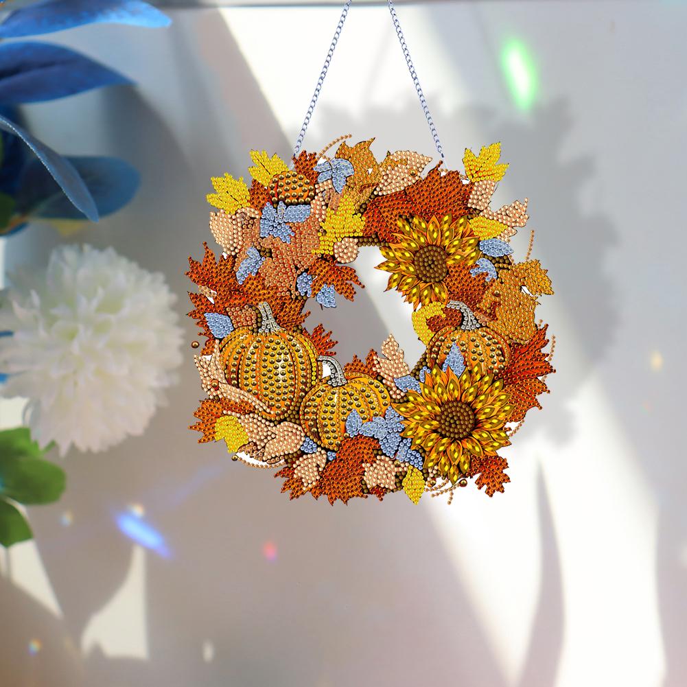 Special Shaped Diamond Painting Wall Decor Wreath Autumn Pumpkin Christmas Spot Drill Garland for Home Window Door Decor Gift
