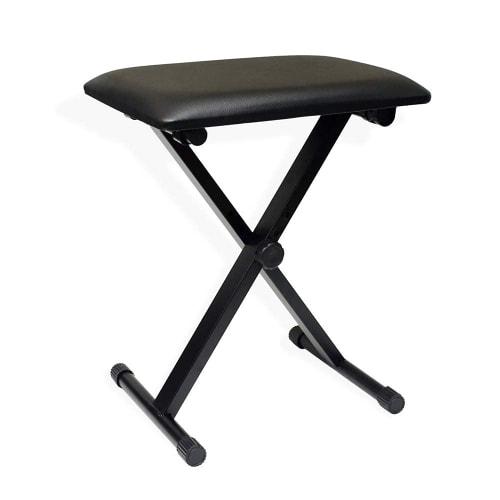 AKOZLIN Folding X-Shaped Piano Chair with Keyboard Bench, 3-Level Height Adjustment, Non-Slip, Black, 16.5" W x 12.5" D x 14.5" H (42/47/50cm)