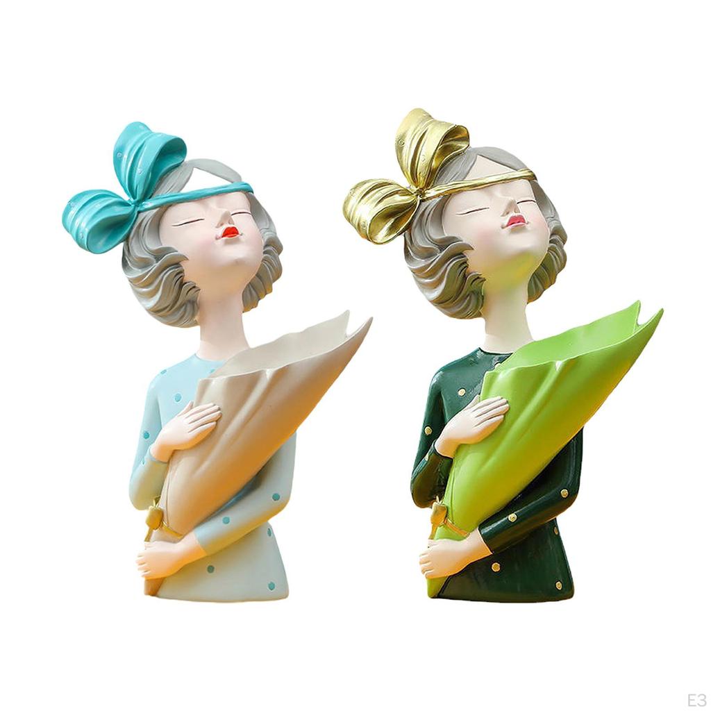 Figurine de fille moderne en résine créative pour table, bureau, vase à fleurs séchées, pièces maîtresses, décoration de mariage