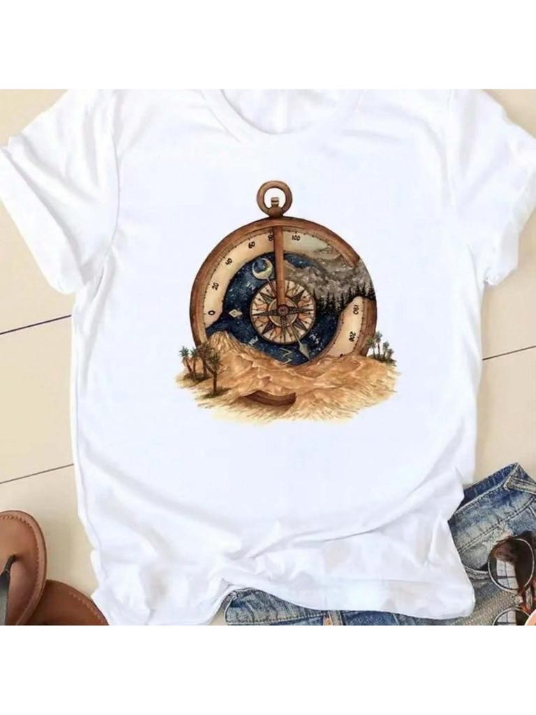Vintage Style Adventure Short Sleeve Print T-Shirts Ladies Casual Clothing Wounisex T Clothes Fashion Female Graphic Tee