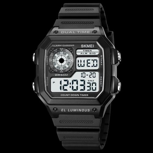 [JULIUS] JULIUS SKMEI Квадратные цифровые часы с двойным временем 1998 1998 BLUE