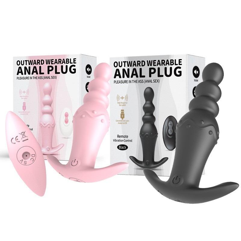 Drahtlose Fernbedienung Tragbares Vorzimmer Zugperlen M2 Vibration Analplug Prostata-Massage Masturbator Erwachsenenprodukte