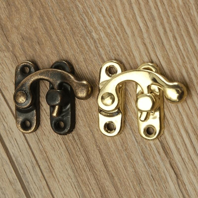 10PCS Antique Bronze Iron Padlock Hasp Hook Lock for Mini Jewelry Wooden Box with Screws Furniture Hardware