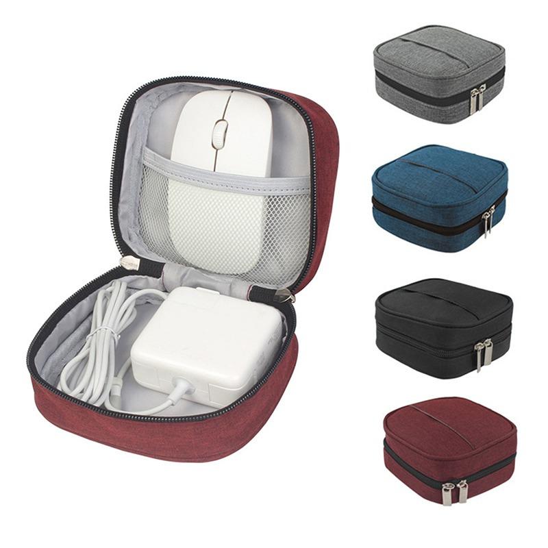 Mini Bolsa Digital Cuadrada para Almacenamiento Adaptador Cable de Alimentación de Datos Auriculares Ratón Estuche Organizador Portátil Impermeable Bolsita para el Hogar y Viajes