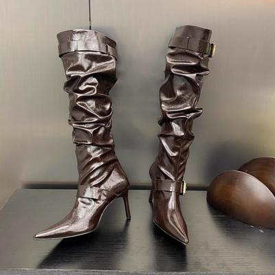 Hohe Stiefel Damen High Heels Schuhe Sexy Spitzschuh Schuhe mit Absatz 2025 Designer Neu Winter Kleid Party Chelsea Boots Pumps